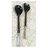 VINTAGE ND SILVER OVER BRASS SALAD UNTENSILS