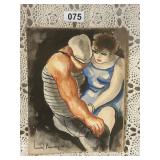 1936 ORIGINAL WATERCOLOR BY MARCEL PRUNIERE