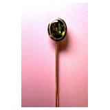 VTG 14K GOLD STICK PIN PERIDOT STONE 2 GRAMS