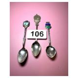 3 SPOONS, 39 GRAMS(1-800 STERLING,1-NICKLE SILVER)