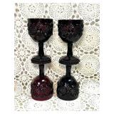 AVON RUBY RED 4 WINE GLASSES AND 2 CORIDALS