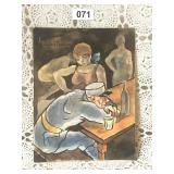 1936 ORIGINAL WATERCOLOR BY MARCEL PRUNIERE
