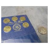 Brass President Coins & 1985 John F Kennedy Coin