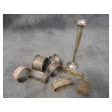 Misc VTG Sterling Napkin Rings & Vase, 174 g