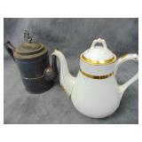 Two VTG Tea Pots, One Metal, One Ceramic