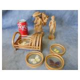 2 VTG Wood Figures and Butterfly Coasters