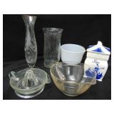 Vases, Bowl, Citrus Reamer and Rice Jar