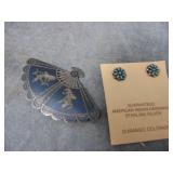 VTG Brooch and Earrings, Pin stamped 'Silver'