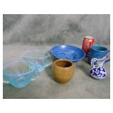 VTG Fostoria Blue Opal Seacape Cream & Sugar, and
