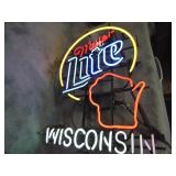 VTG Miller Lite Wisconsin Neon Sign, works