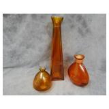 Pretty, Heavy Orange Glass Vases