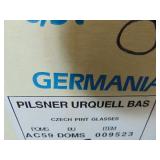 Eight Pilsner Urquell Czech Pint Glasses, NIB