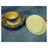 Three Corsica Home Crown Dinner Plates & Bowl and