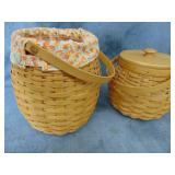 Two Longaberger Baskets w/ Liners and Charm