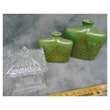VTG Shannon Crystal Pagoda Candy Dish w/Lid and 2