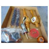 2 Wood Miller Tap Handles, 2 Sleeves Shot Glasses