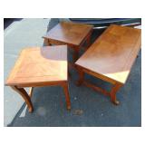 Wood Coffee Table & Matching End Tables,
