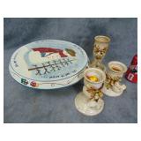 Winter Pedestal Cake Plate & Candleholders
