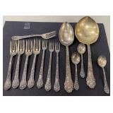 Ornate Sterling Serving Spoons, Forks, and Spoons