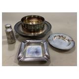 Sterling Dish, Salt & Pepper, and Two Ashtrays