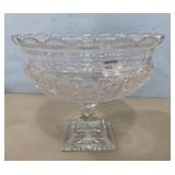 Large Etched Hobstar Crystal Compote