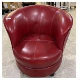 Red Vinyl Swivel High Back Chair