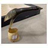 Vintage Steer Horn Art Bird