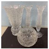 Group of Etched Crystal Pieces