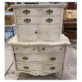 Antique Painted Bow Front Chest on Chest