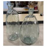 Two Large Hand Blown Glass Jugs