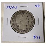 1915-s Barber Half VG