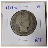 1913-S Barber Half Dollar GC