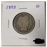 1893 Barber Quarter Fine