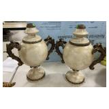 Pair of Plaster and Resin French Style Lamp Urns