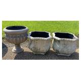 Three Plastic Outdoor Planters