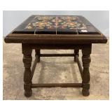 Vintage Wood Marble Top Side Table