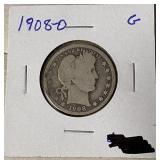 1908-D Barber Quarter