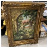 Large Courtyard Painting On Canvas