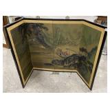 Chinese Hand Painted Four Panel Screen