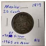 1879 Mexico 25 Centavos