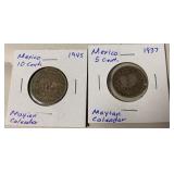 1945 19 Centavos and 1937 5 Centavos
