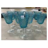 9 Blue Glass Stemware