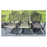 6 Cast Metal Outdoor Patio Chairs