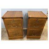 Pair of Oak Two Drawer File Cabinet