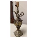 Metal and Glass Ewer Pitcher Lamp