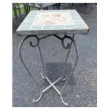 Metal and Tile Plant Stand