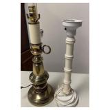 Brass Candle Stick Lamp and White Candle Stick Sty
