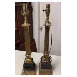 Pair of Brass Column Style Lamps