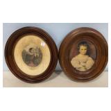 Two Vintage Oval Prints