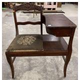 Vintage Mahogany Telephone Bench